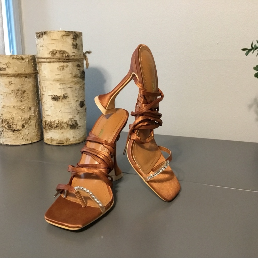 Fashion Nova Elegant Brown Strappy Heels